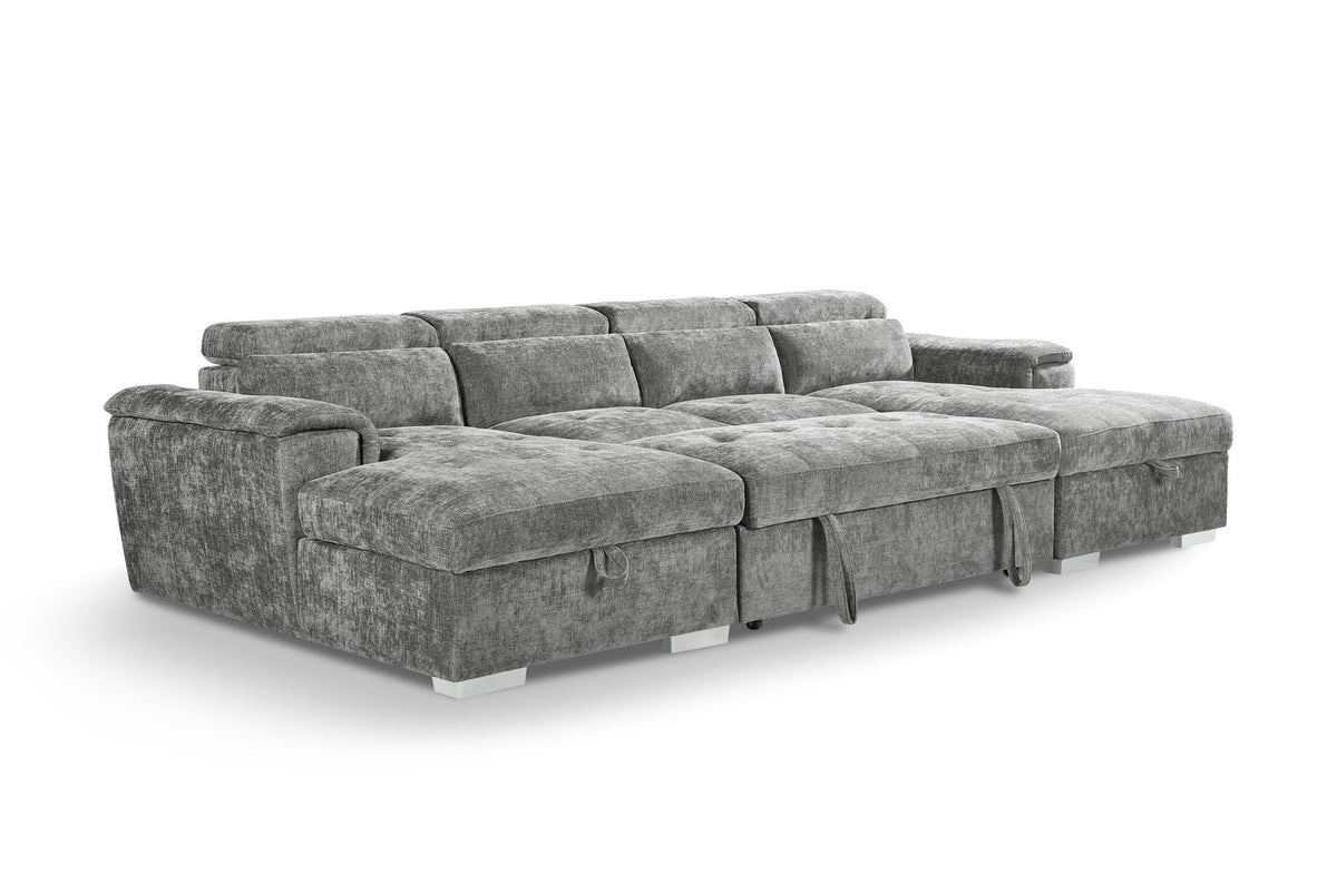 Gray sectional sofa on a white background