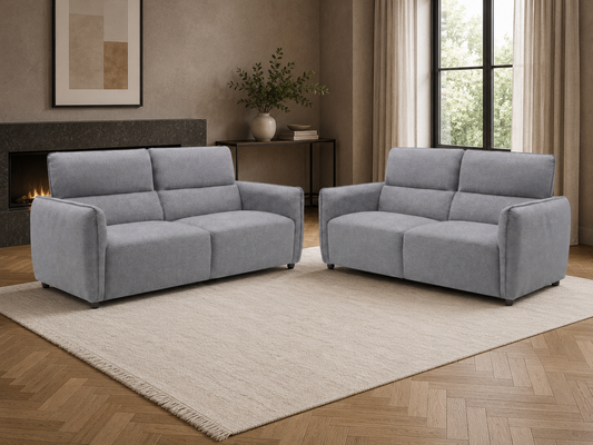 Ascot grey three and two-seater sofa set in a contemporary living room