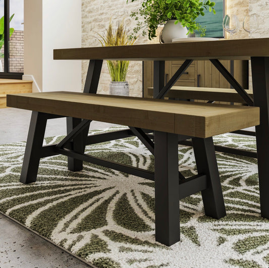Lowry Small Reclaimed Pine Dining Bench – Driftwood light dining room