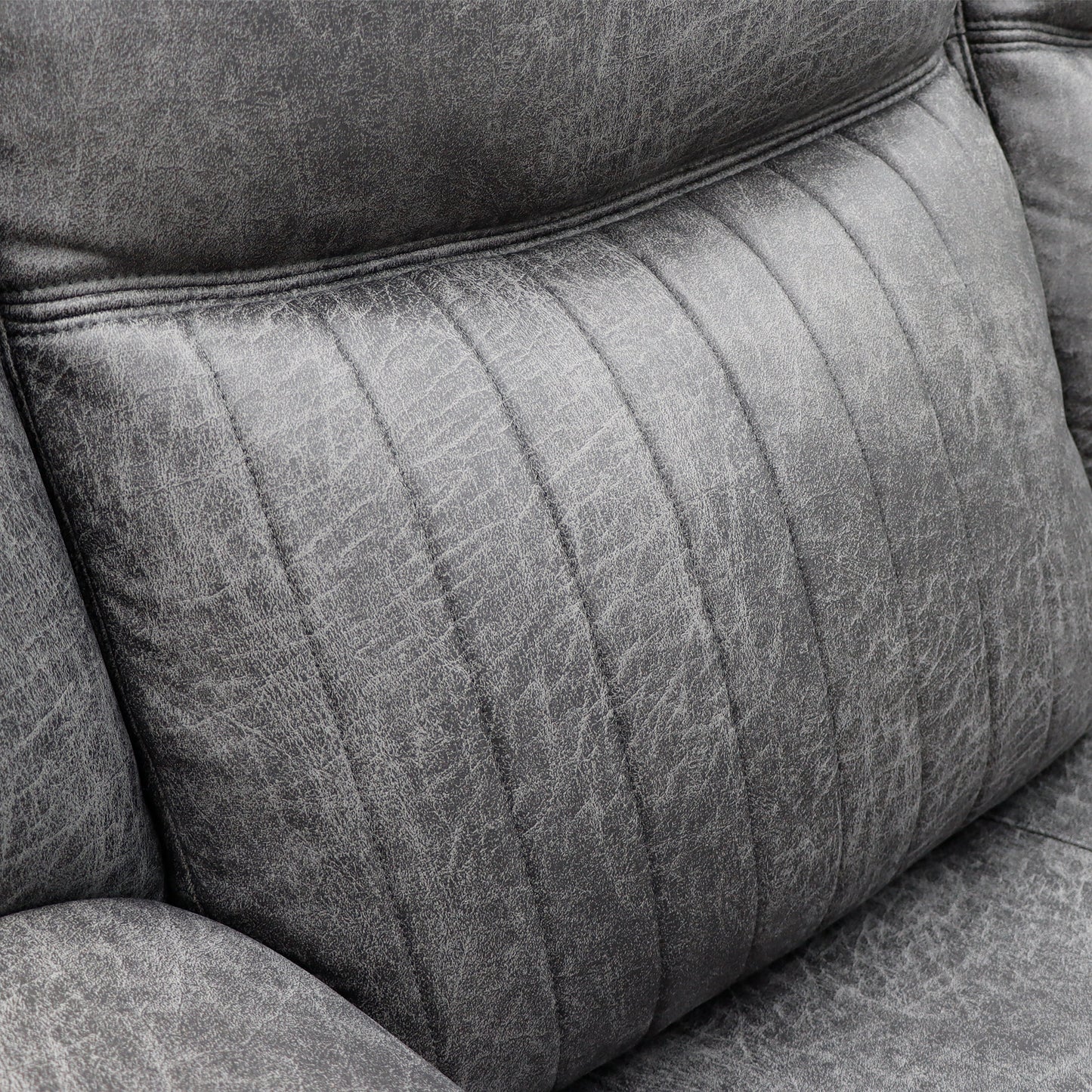 Close-up of a textured gray sofa cushion