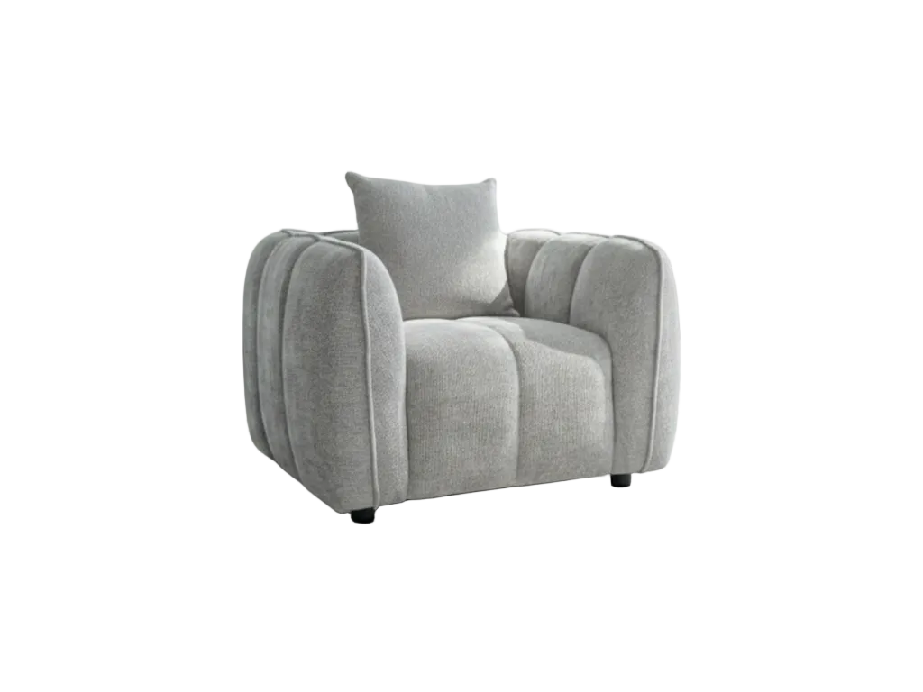 Gray armchair with a pillow on a white background