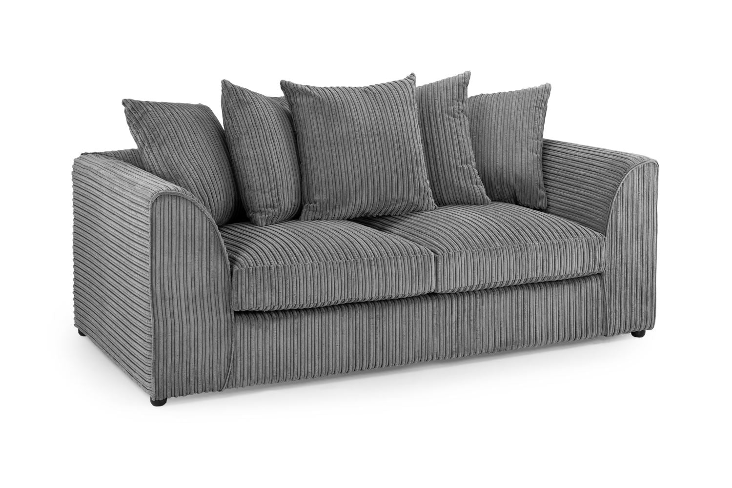 Gray sofa with cushions on a white background
