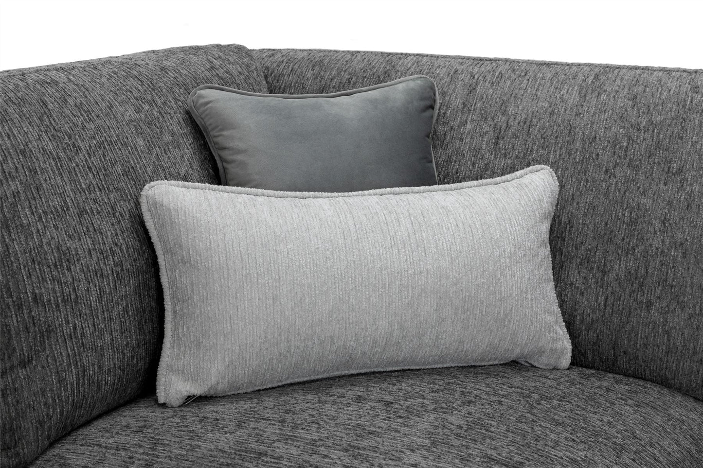 Gray cushions on a gray sofa