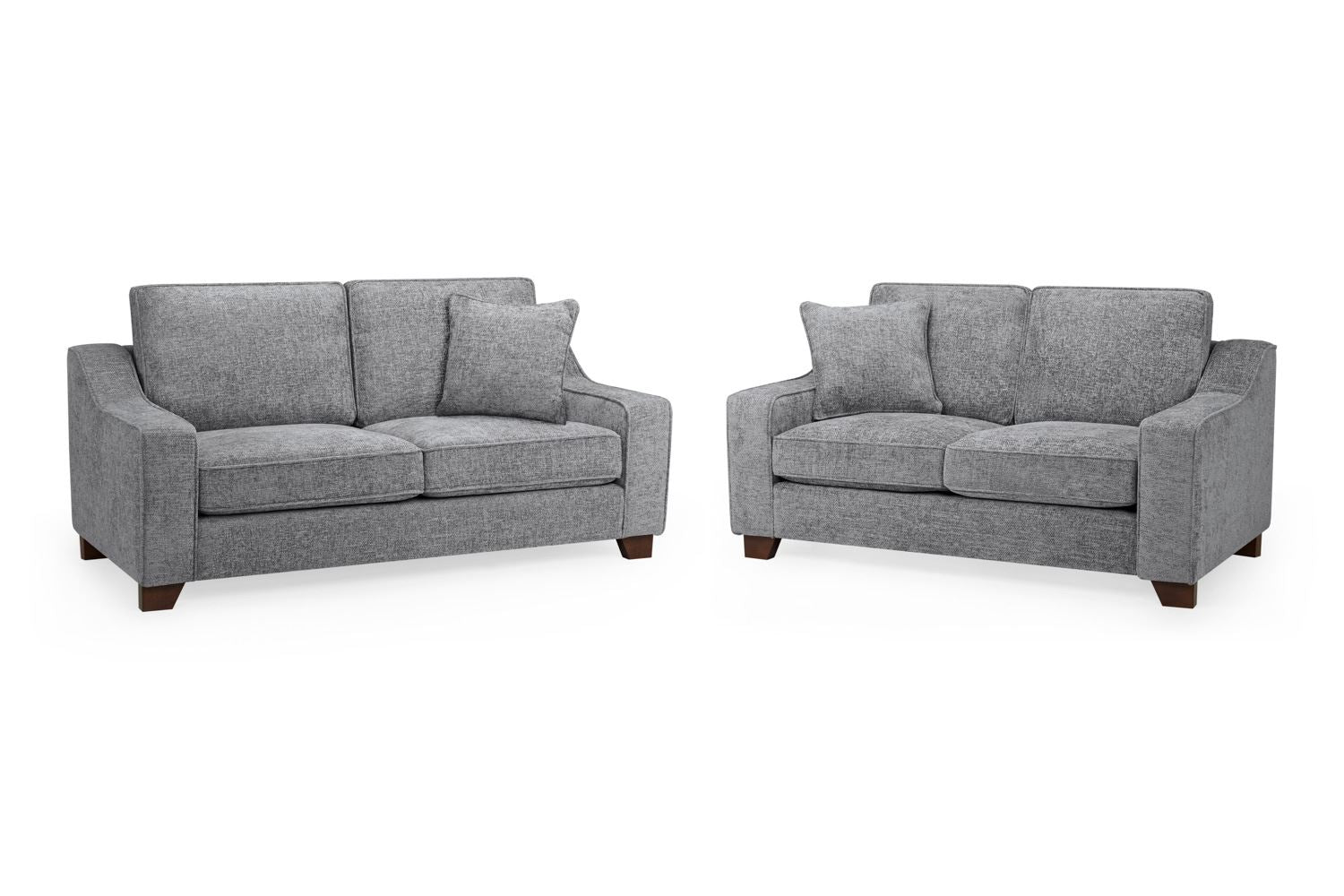 Two gray sofas on a white background