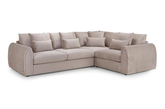 Beige sectional sofa on a white background
