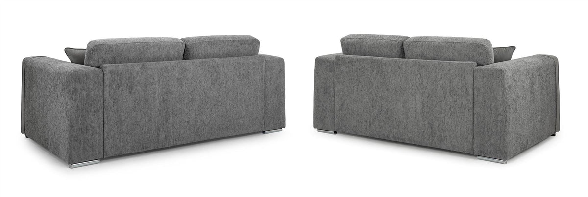 Two gray sofas on a white background