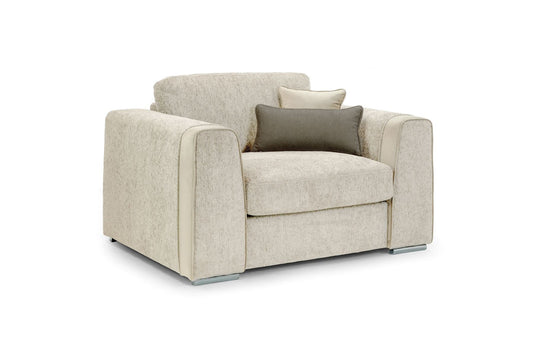 Beige armchair with a pillow on a white background