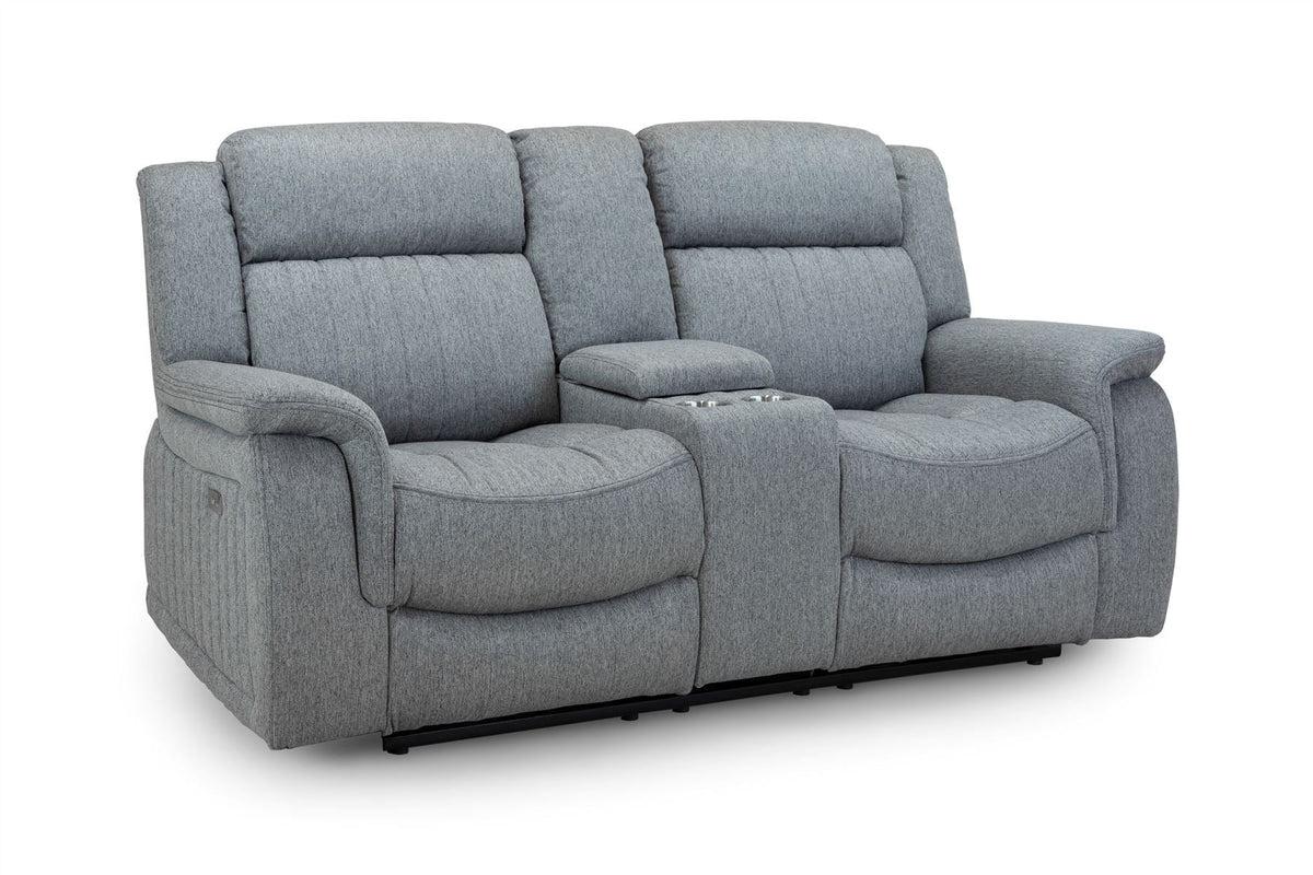 Gray reclining sofa on a white background