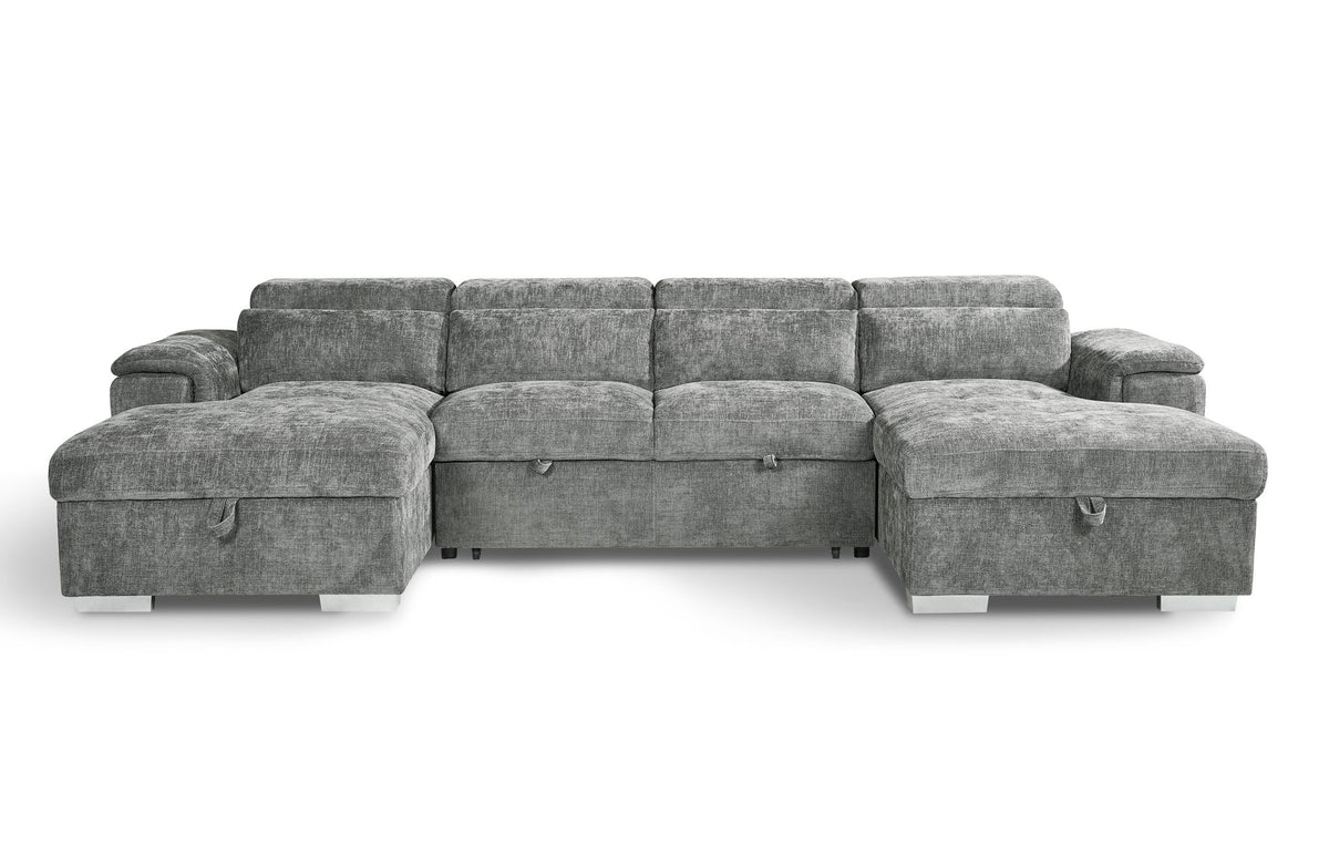 Gray sectional sofa on a white background