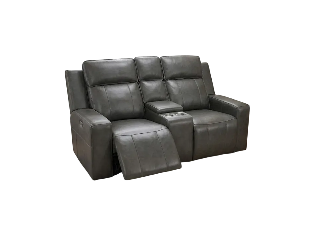 Gray leather recliner sofa on a white background 