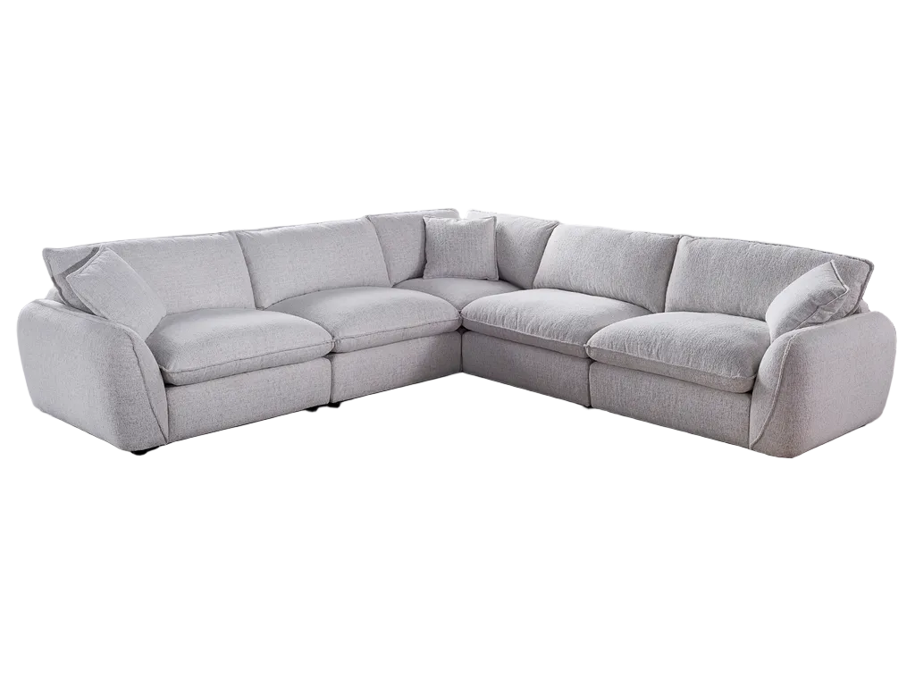 Beige sectional sofa on a white background