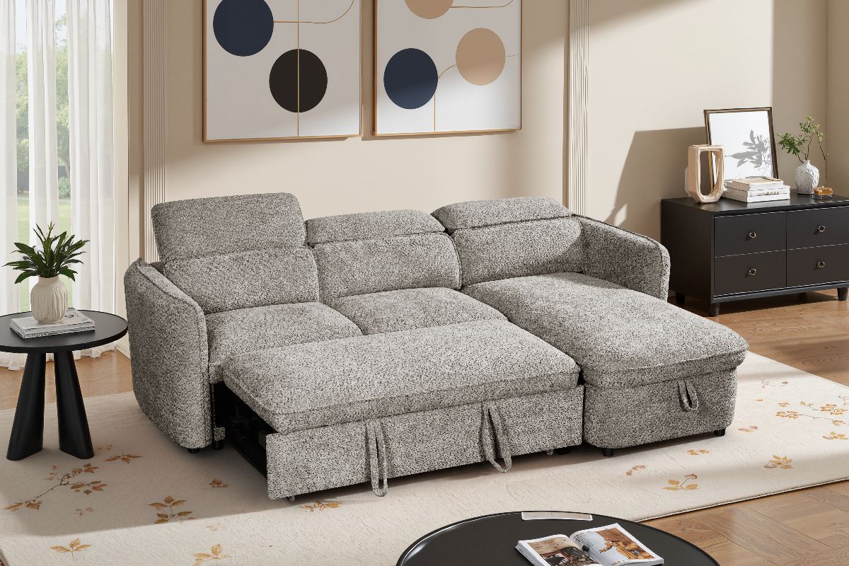 Gray sectional sofa in a modern living room