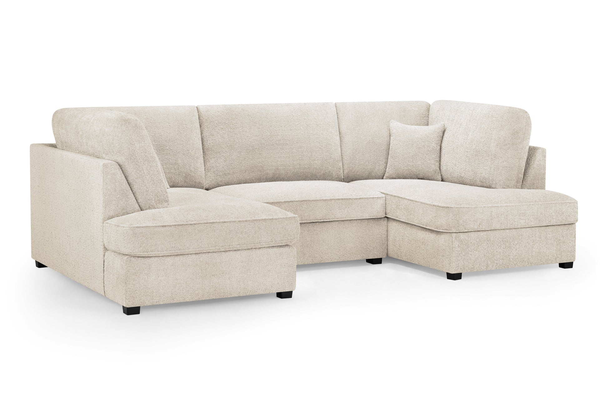 Beige sectional sofa on a white background