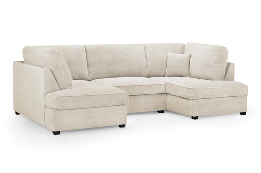 Beige sectional sofa on a white background