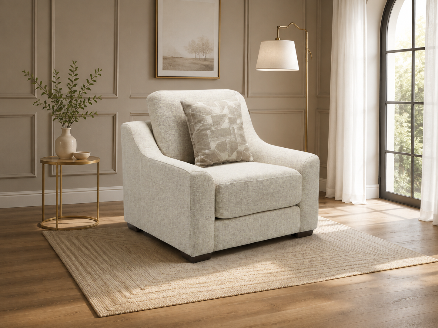 Douglas Beige Fabric Armchair