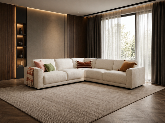 Marlow beige large corner sofa with spacious family seating