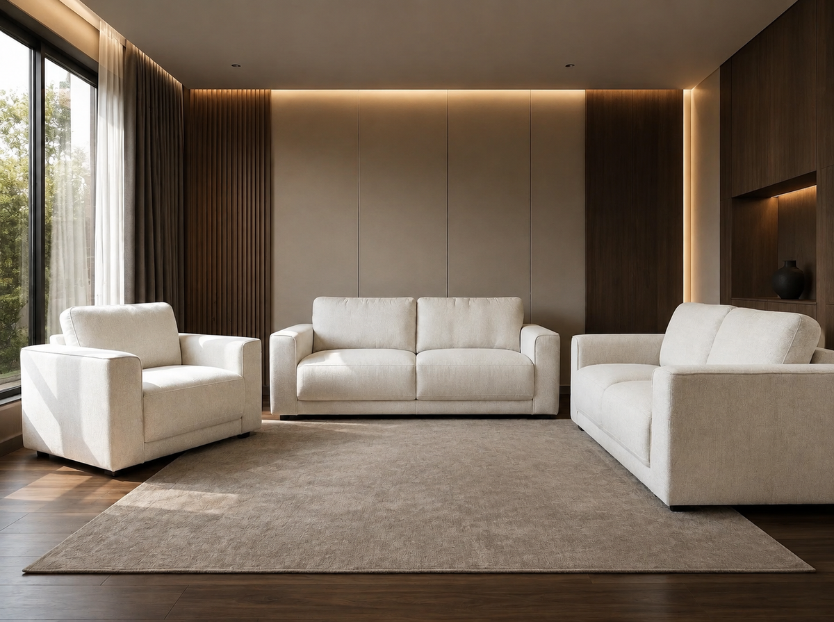 Marlow Beige 3+2+1 Sofa Set | Complete Fabric Suite