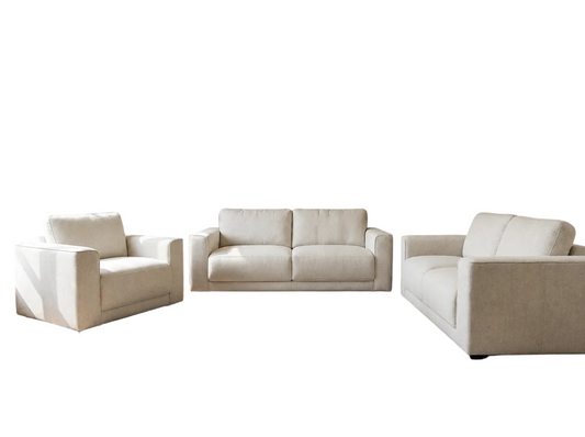 Marlow beige 3+2+1 fabric sofa set with three-seater, two-seater and matching armchair