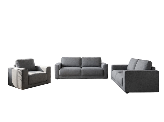 Marlow grey 3+2+1 fabric sofa set with three-seater, two-seater and matching armchair