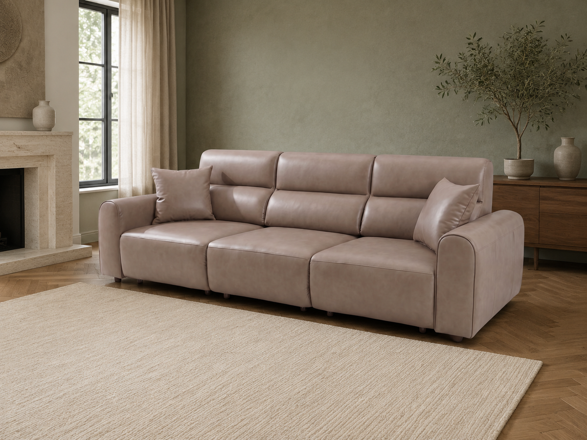 Conway coffee electric three-seater sofa with matching cushions in a contemporary living room