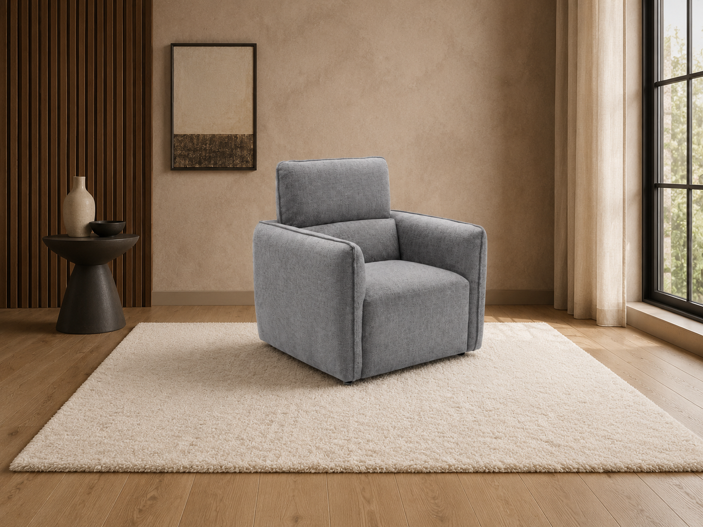 Ascot Grey Fabric Armchair