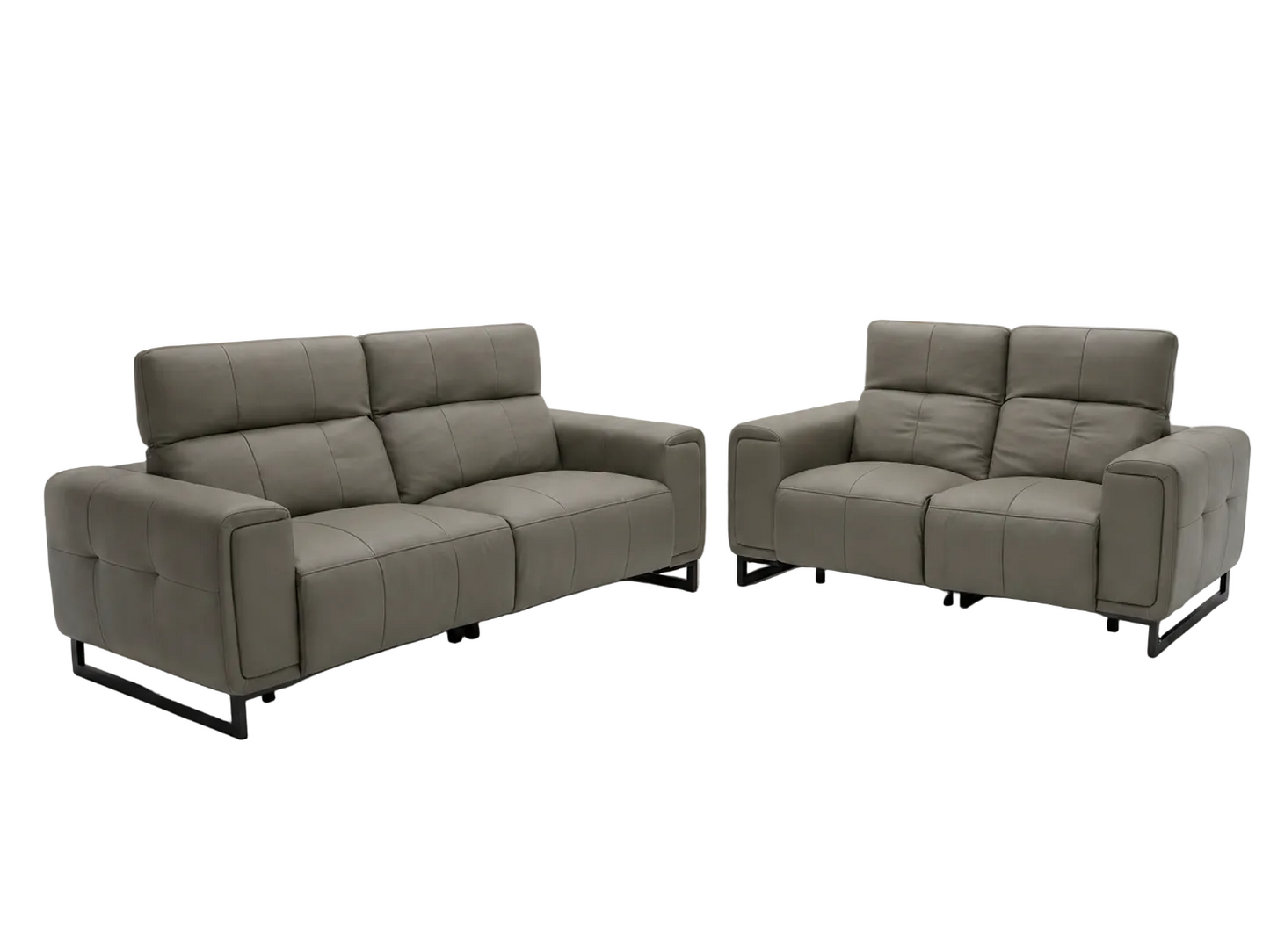 A two-piece living room furniture set consisting of a three-seat sofa and a two-seat loveseat on a white background