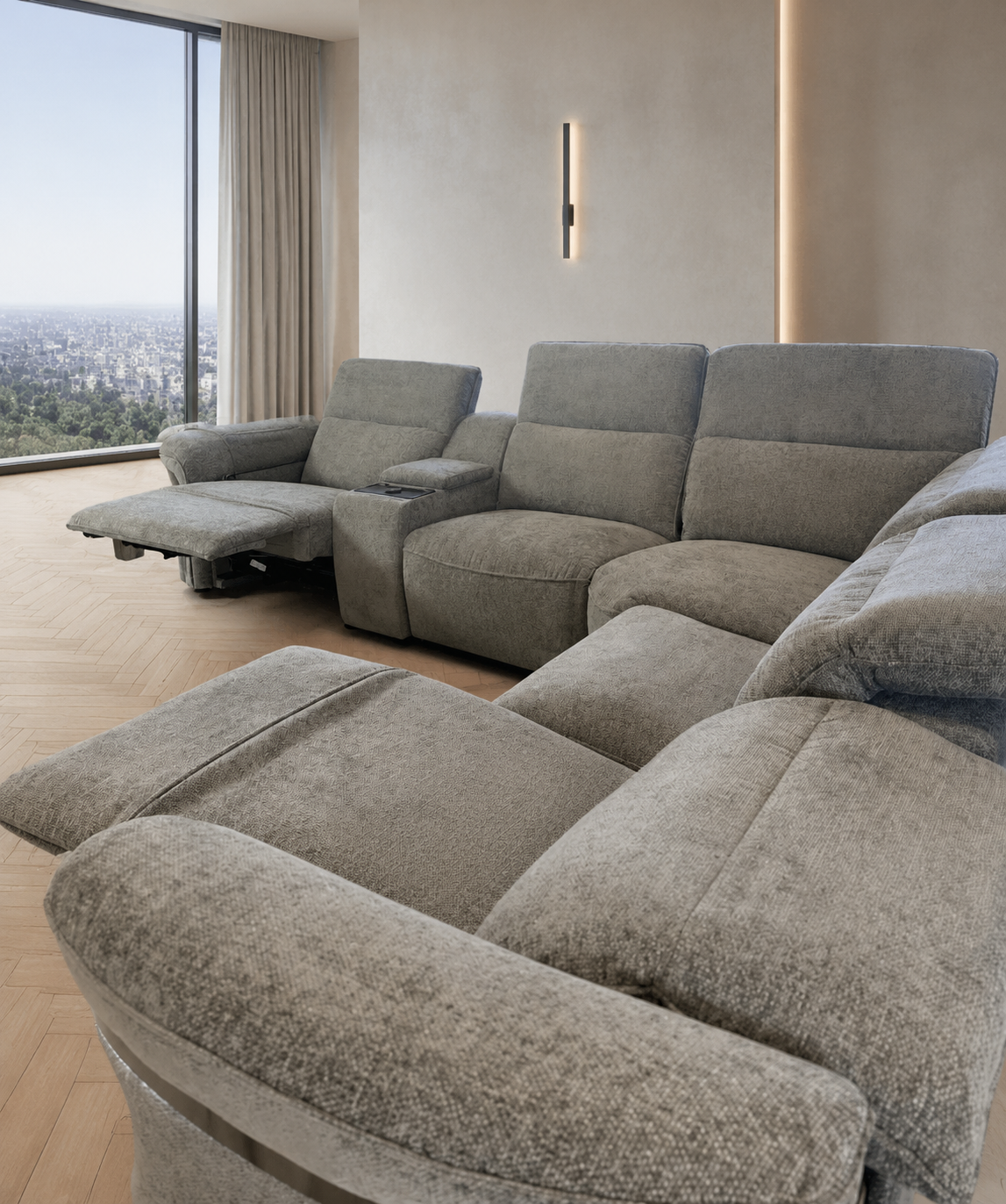 Bicester Grey Electric Recliner Large Corner Sofa