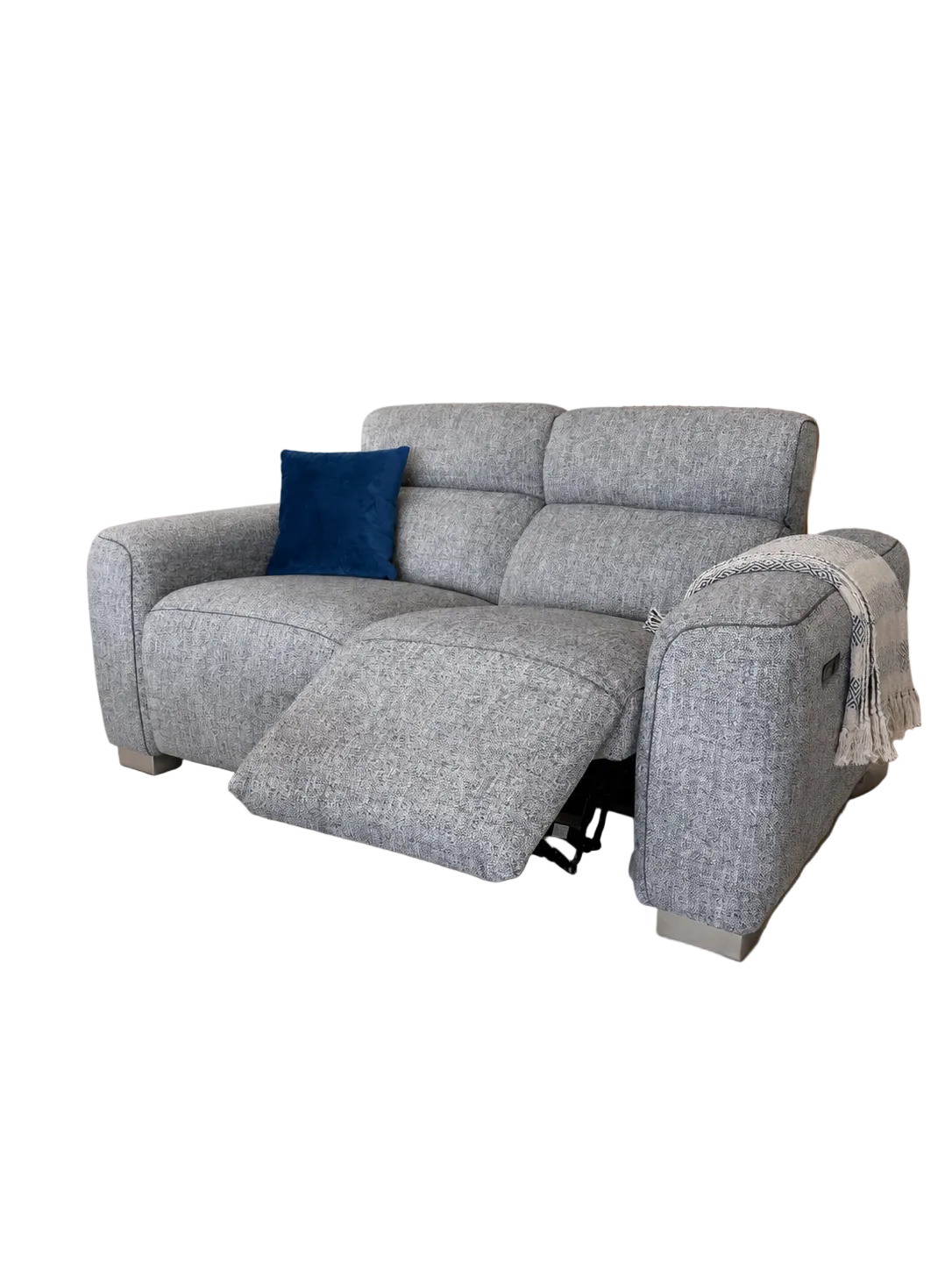 A gray upholstered sofa shown on a plain white background.
