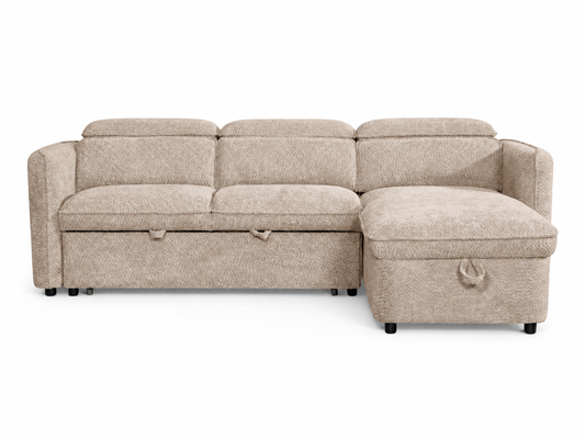 Beige sectional sofa on a white background 