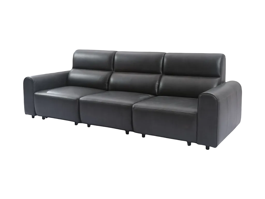 Conway black electric three-seater sofa displayed on a white background 