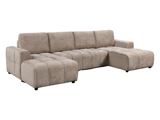 Beige sectional sofa on a white background