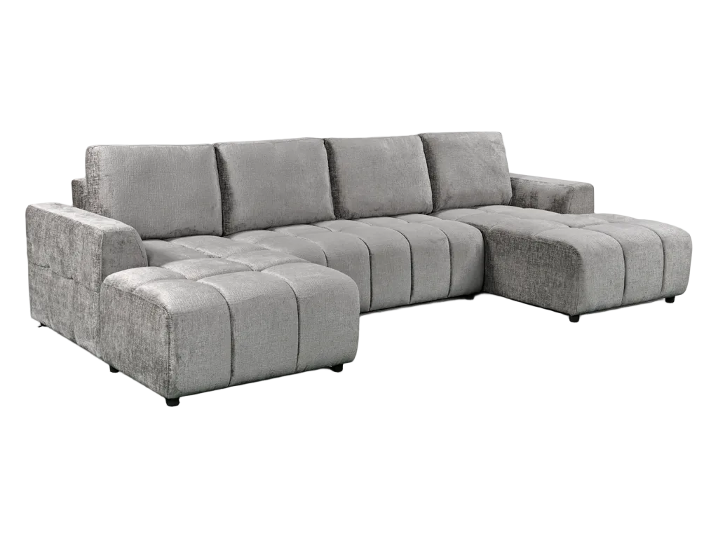 Gray sectional sofa on a white background