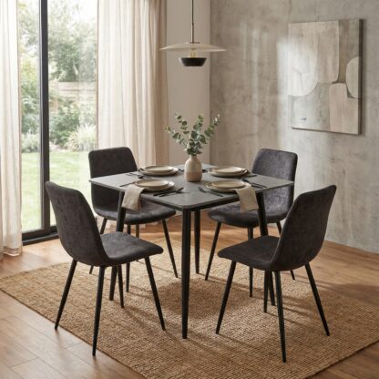 Nova 70cm Grey Marble-Effect Sintered Stone Dining Table