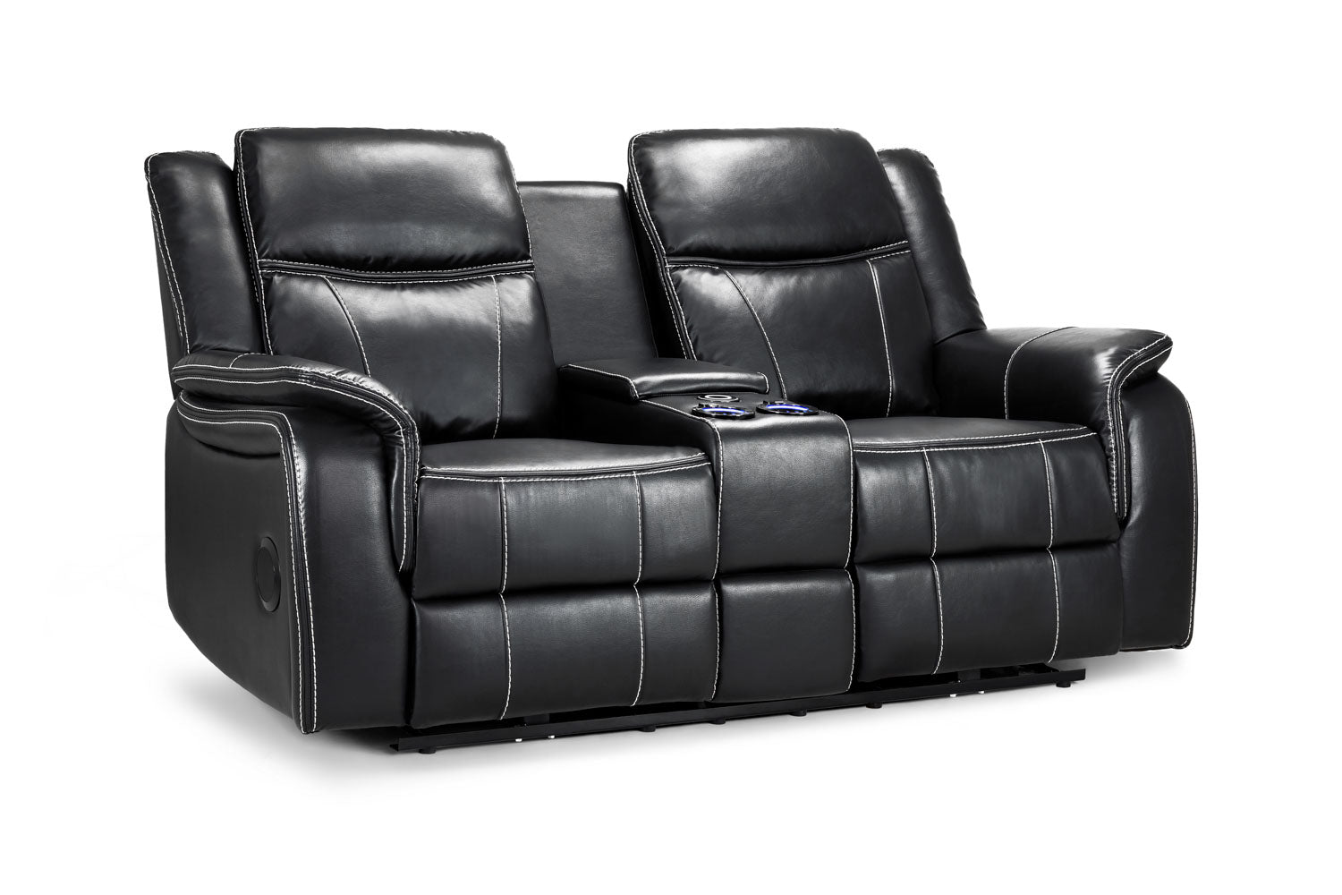 Black leather recliner sofa on a white background