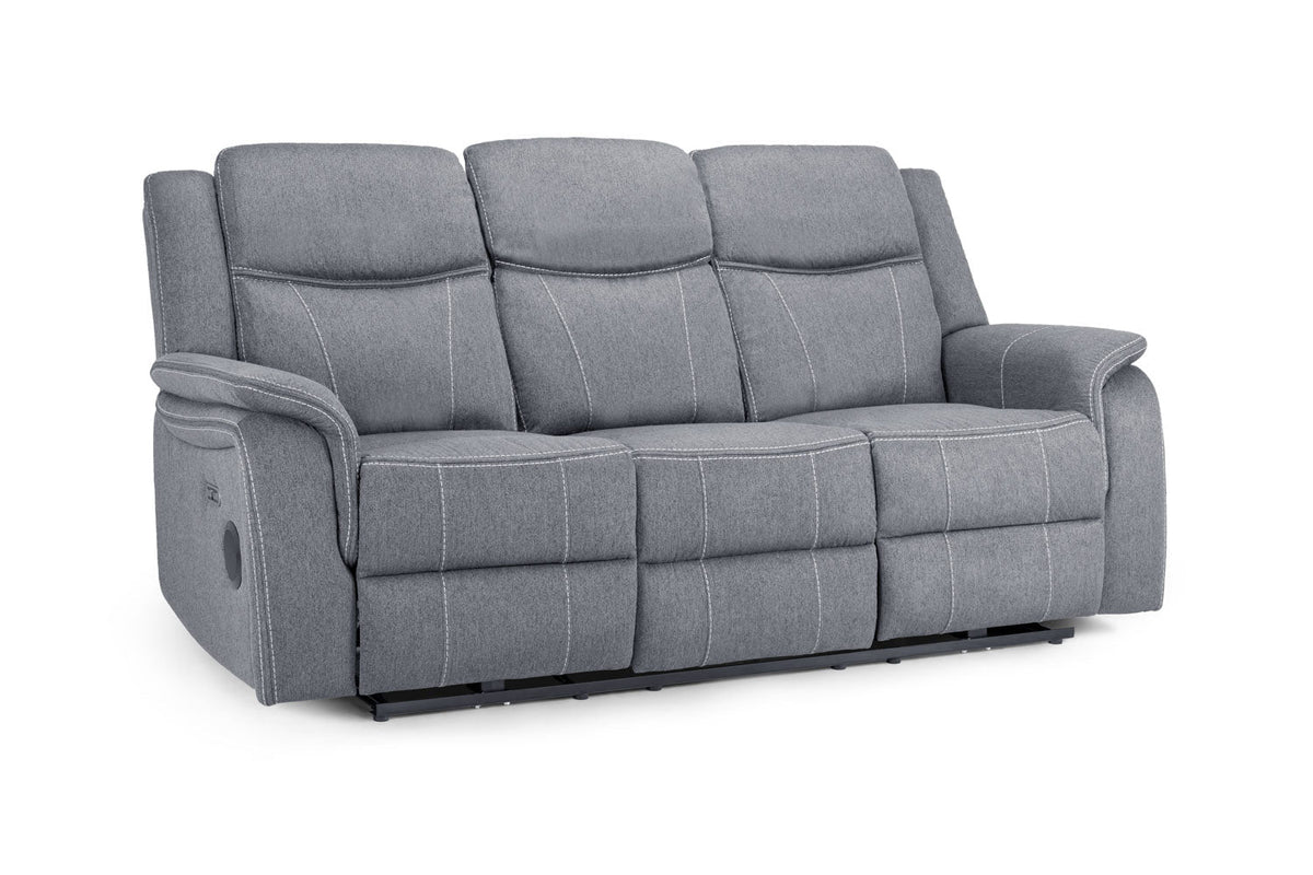 Gray reclining sofa on a white background