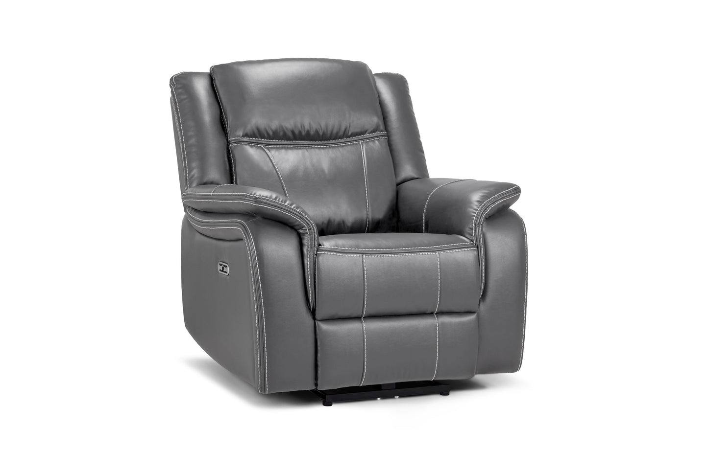 Gray recliner chair on a white background