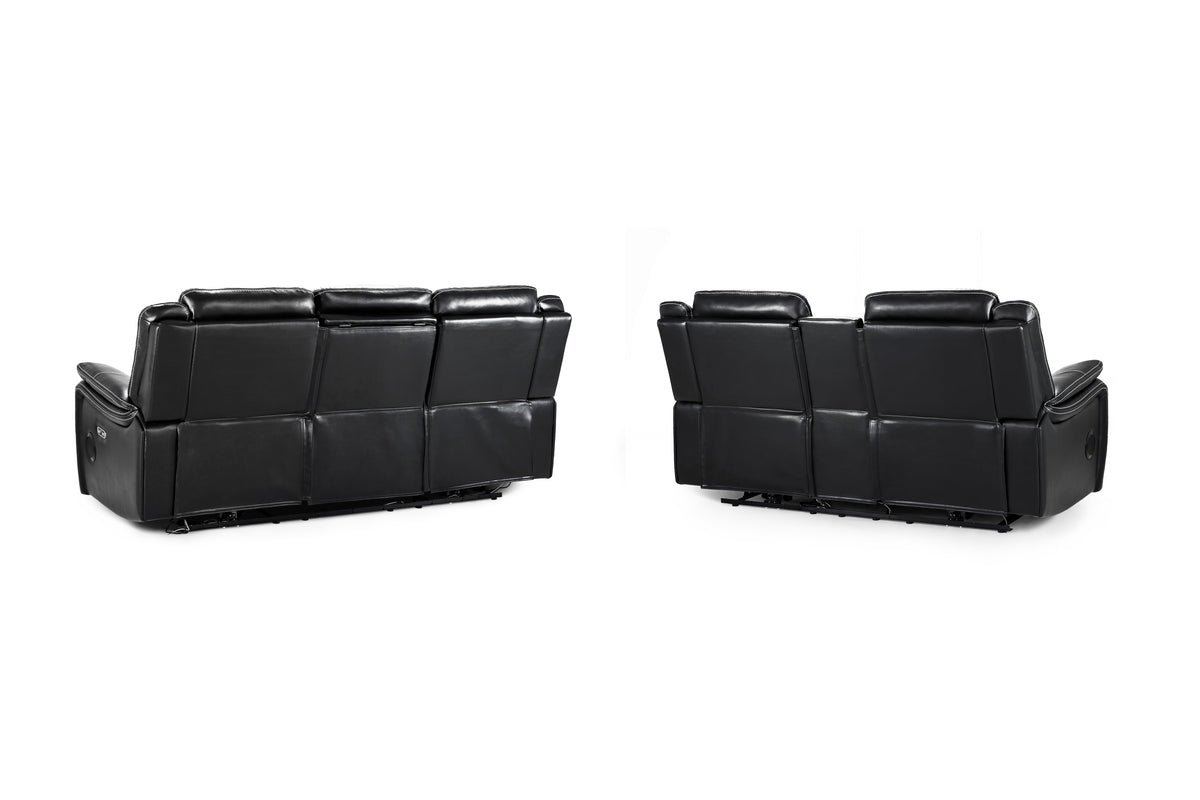 Black leather sofa set on a white background