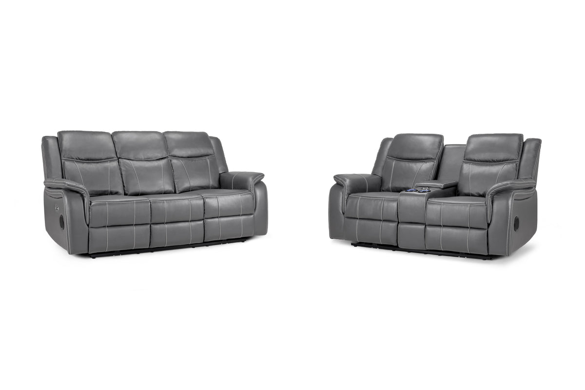 Gray reclining sofa set on a white background