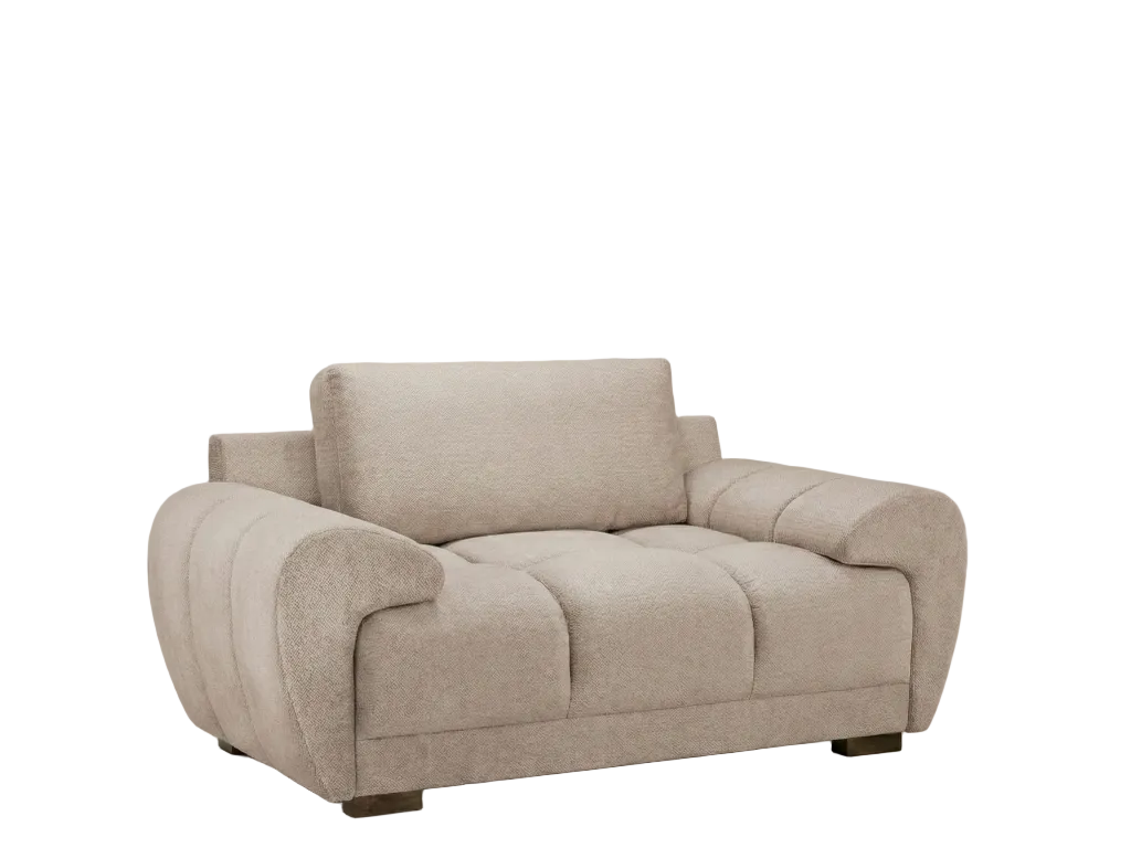 Beige sofa on a white background.