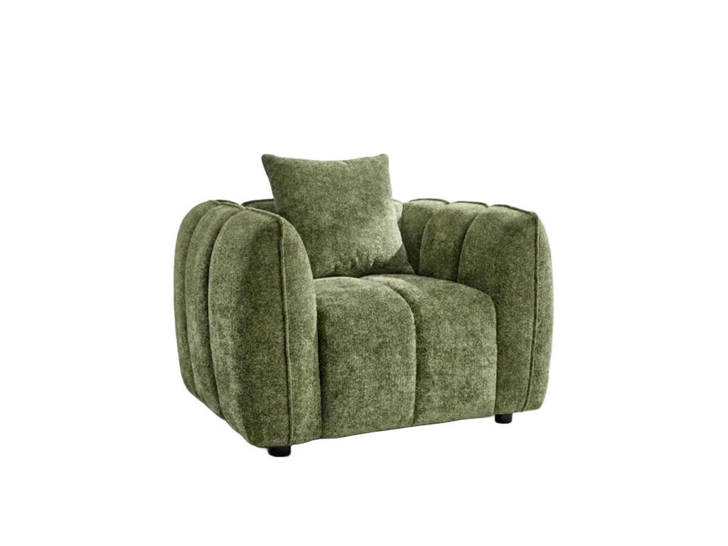 Green armchair on a white background.