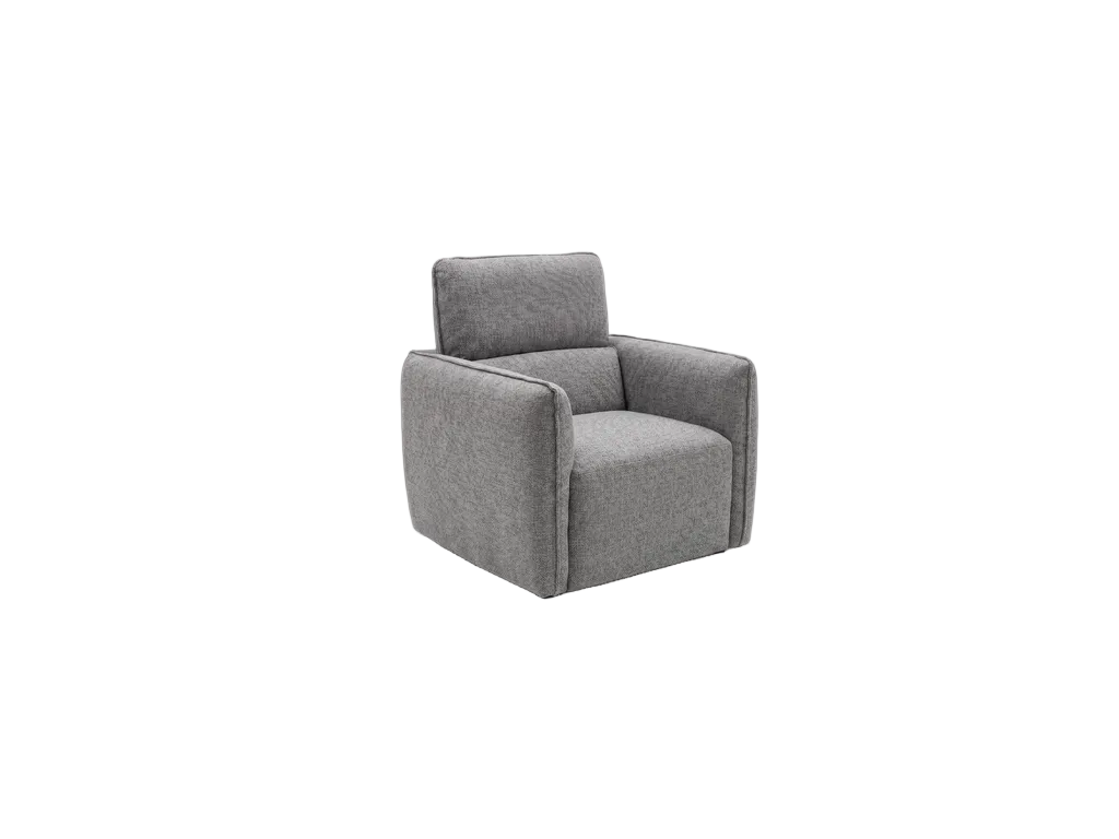 Ascot grey fabric armchair in a warm contemporary living room