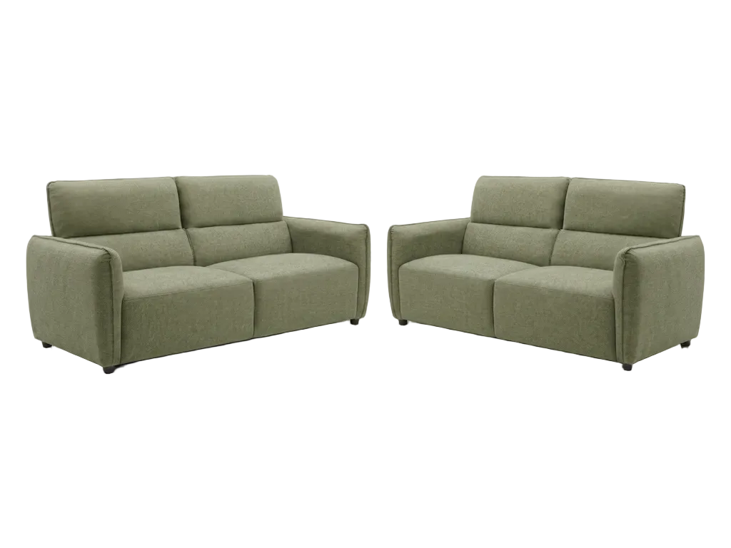 Ascot sage green three and two-seater sofa set in a contemporary living room