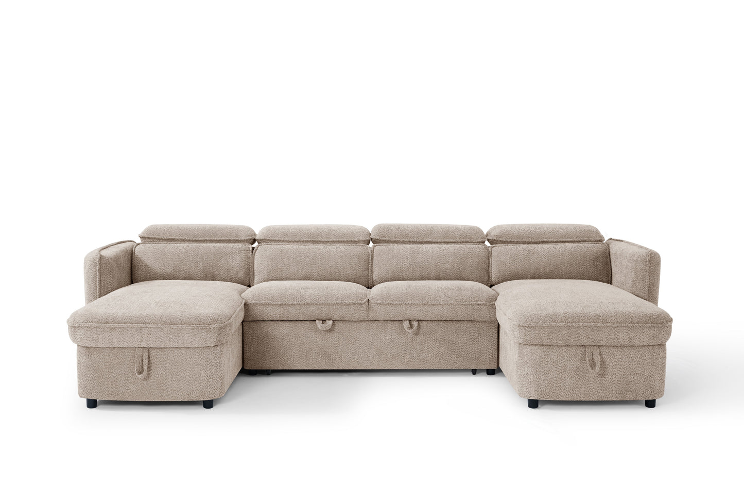 Beige sectional sofa on a white background