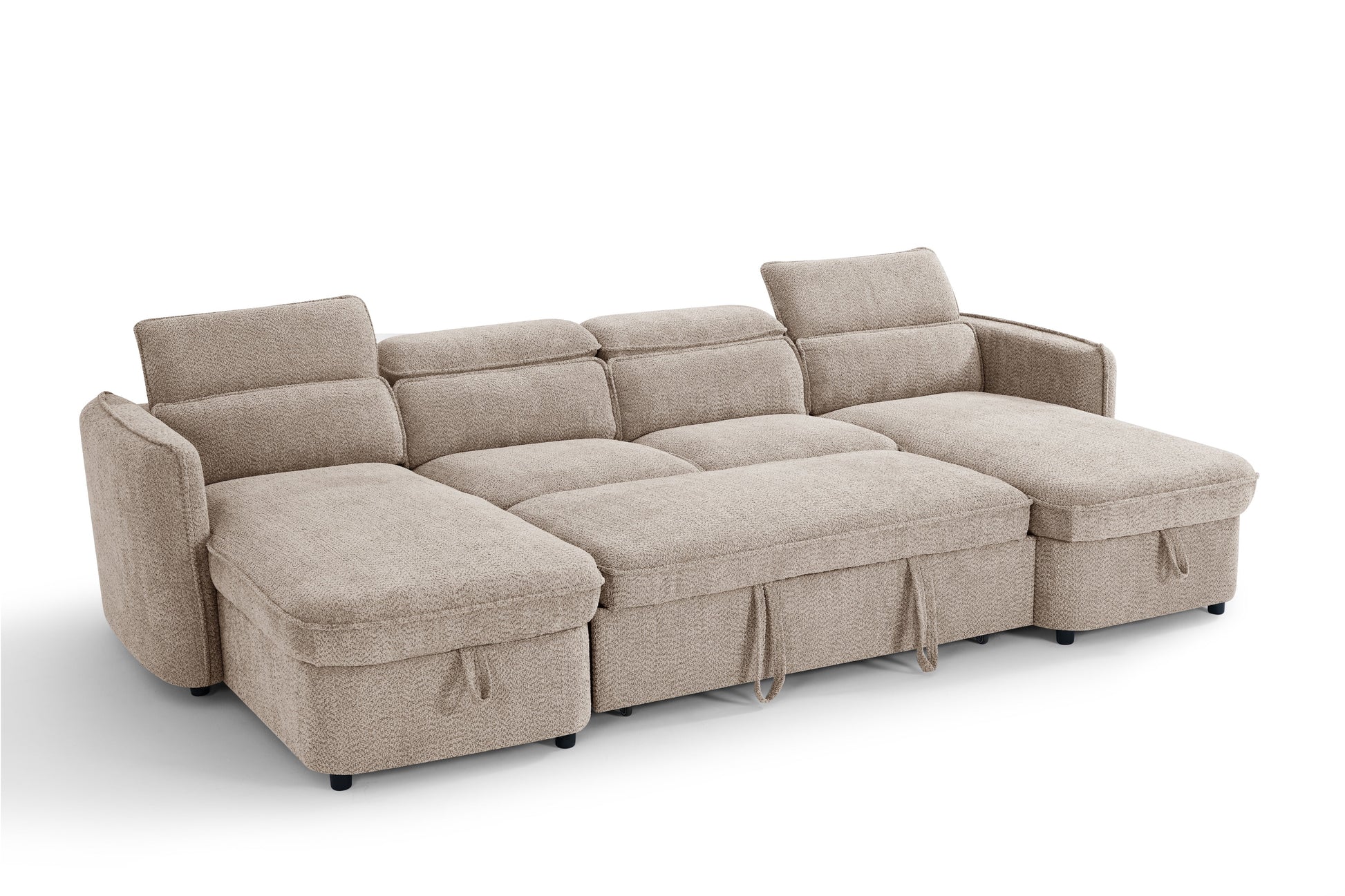 Beige sectional sofa on a white background