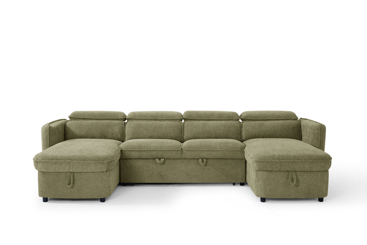 Blue sectional sofa on a white background