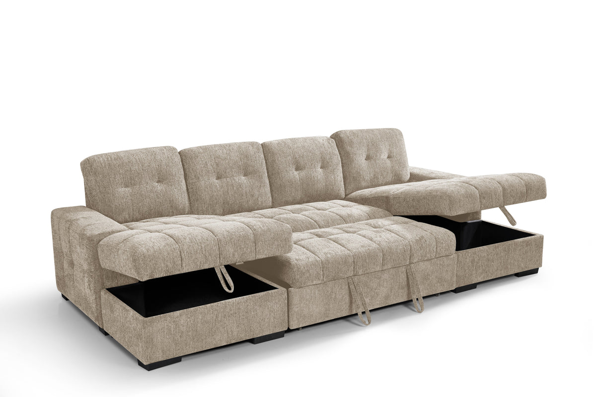 Beige u shape large with storage.
