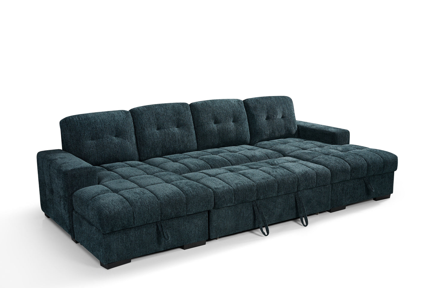 Teal sectional sofa on a white background