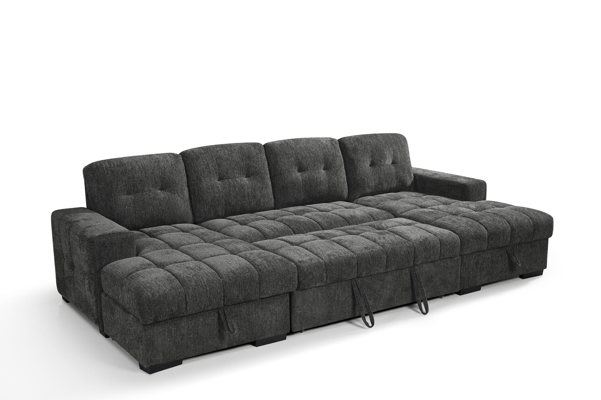 Gray sectional sofa on a white background
