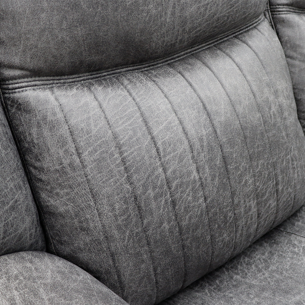 Close-up of a textured gray sofa cushion