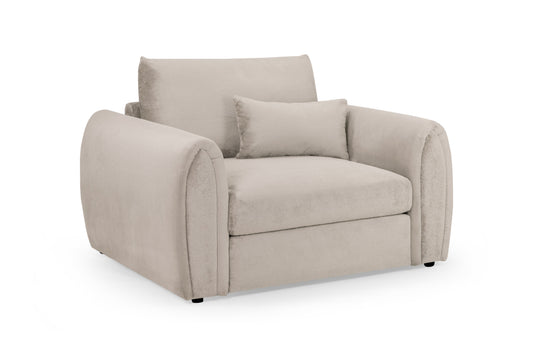 Beige armchair with a pillow on a white background